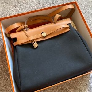Hermes Tan and Black Satchel
